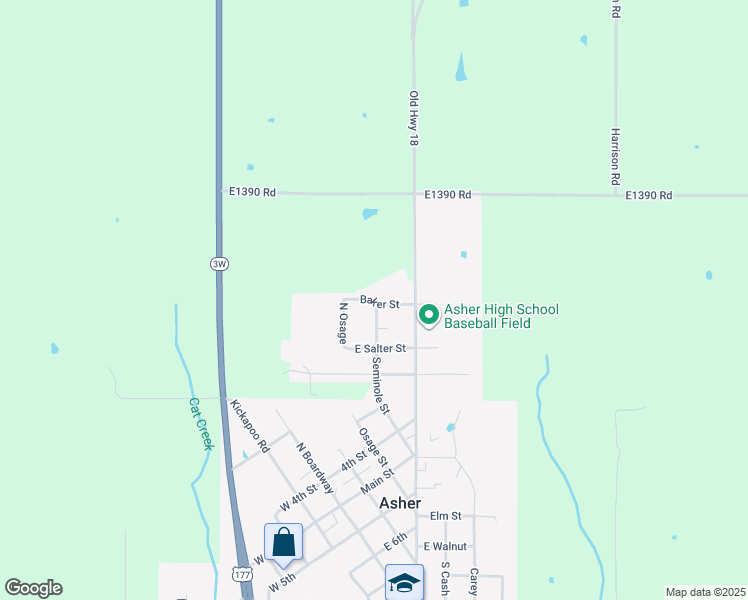 map of restaurants, bars, coffee shops, grocery stores, and more near 64 Baker Street in Asher