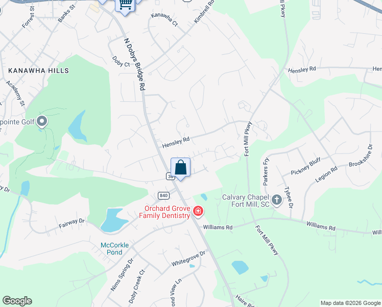 map of restaurants, bars, coffee shops, grocery stores, and more near 109 Friendfield Drive in Fort Mill