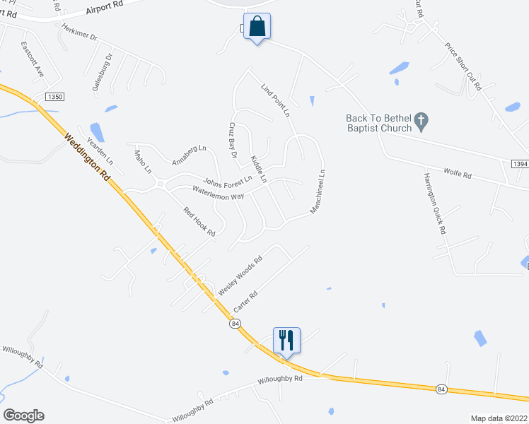 map of restaurants, bars, coffee shops, grocery stores, and more near 4410 Marys Point Road in Monroe