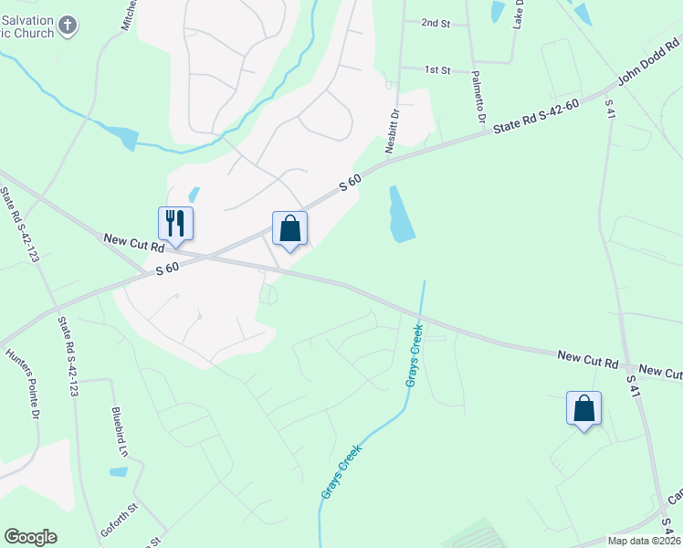 map of restaurants, bars, coffee shops, grocery stores, and more near 2855 New Cut Road in Spartanburg