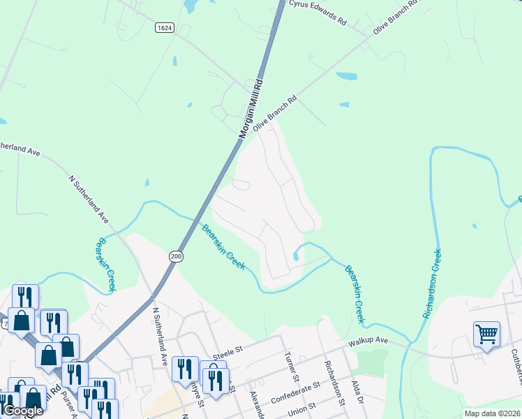 map of restaurants, bars, coffee shops, grocery stores, and more near 505 Creekridge Drive in Monroe