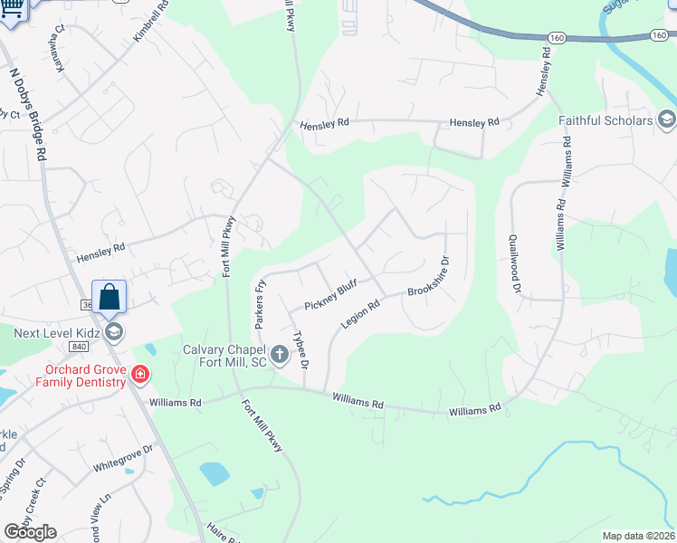map of restaurants, bars, coffee shops, grocery stores, and more near 2819 Wilmington Circle in Fort Mill