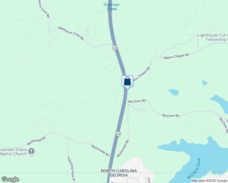map of restaurants, bars, coffee shops, grocery stores, and more near 2-4 Windy Ridge Terrace in Hayesville
