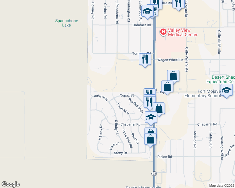 map of restaurants, bars, coffee shops, grocery stores, and more near 5491 Topaz Street in Fort Mohave