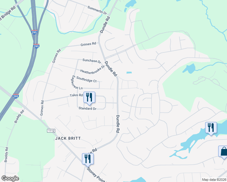 map of restaurants, bars, coffee shops, grocery stores, and more near 3300 Placido Pl in Fayetteville