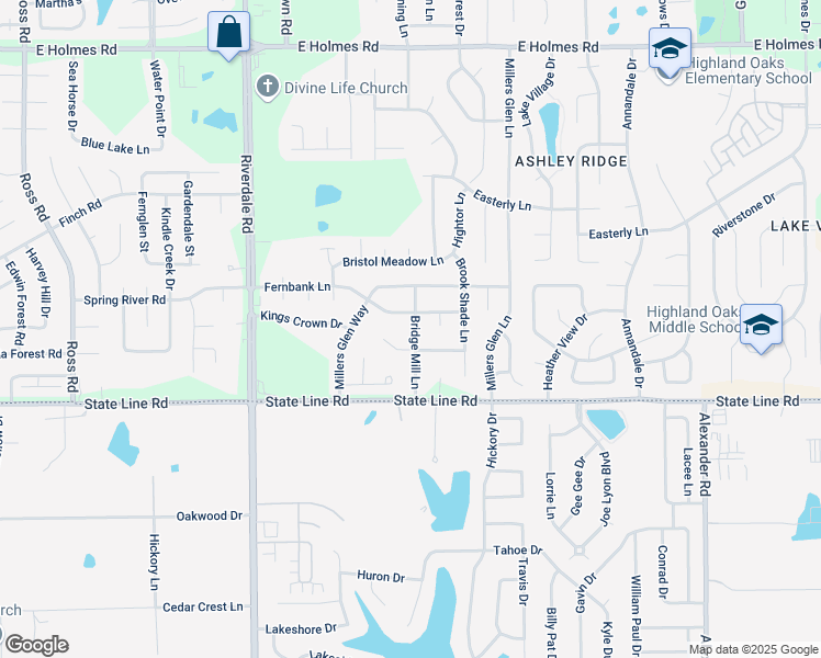 map of restaurants, bars, coffee shops, grocery stores, and more near 5545 Bridge Mill Lane in Memphis