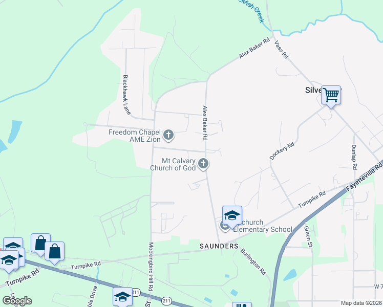 map of restaurants, bars, coffee shops, grocery stores, and more near 999 New Freedom Church Road in Raeford