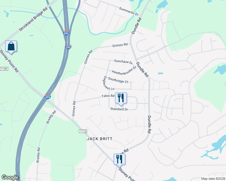 map of restaurants, bars, coffee shops, grocery stores, and more near 3008 Eaglecrest Lane in Fayetteville