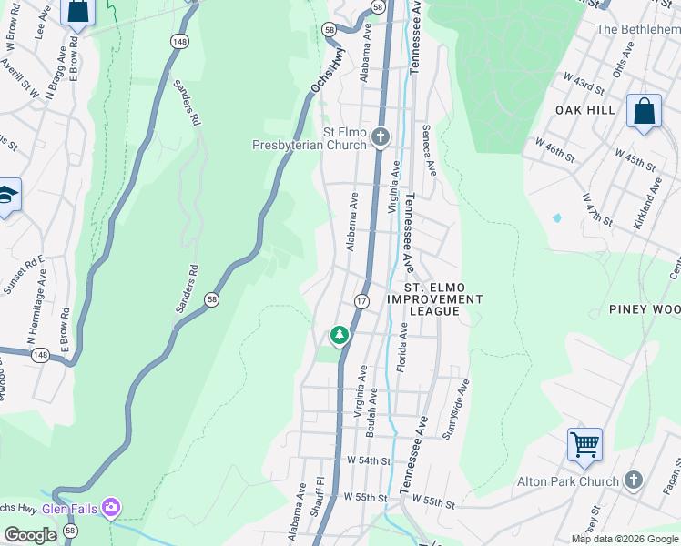 map of restaurants, bars, coffee shops, grocery stores, and more near in Chattanooga