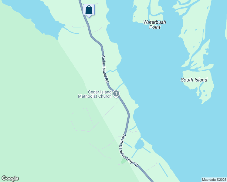 map of restaurants, bars, coffee shops, grocery stores, and more near 2988 Cedar Island Road in Cedar Island