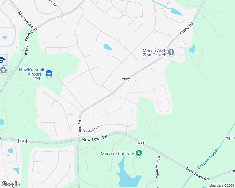 map of restaurants, bars, coffee shops, grocery stores, and more near 1881 Crane Road in Waxhaw