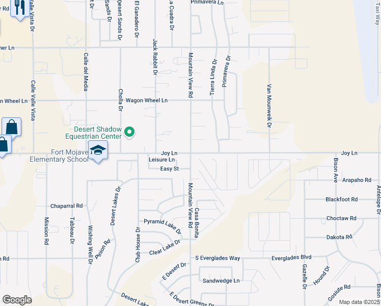 map of restaurants, bars, coffee shops, grocery stores, and more near Mountain View Rd & Joy Ln in Mohave Valley