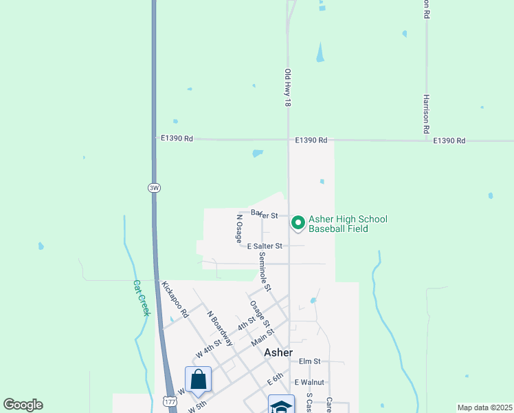 map of restaurants, bars, coffee shops, grocery stores, and more near 64 Baker Street in Asher