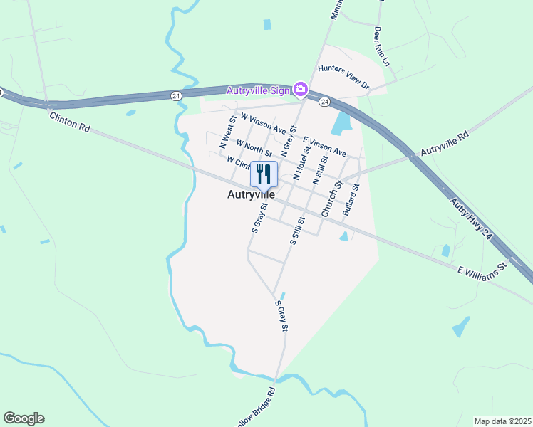 map of restaurants, bars, coffee shops, grocery stores, and more near 200-220 South Gray Street in Autryville