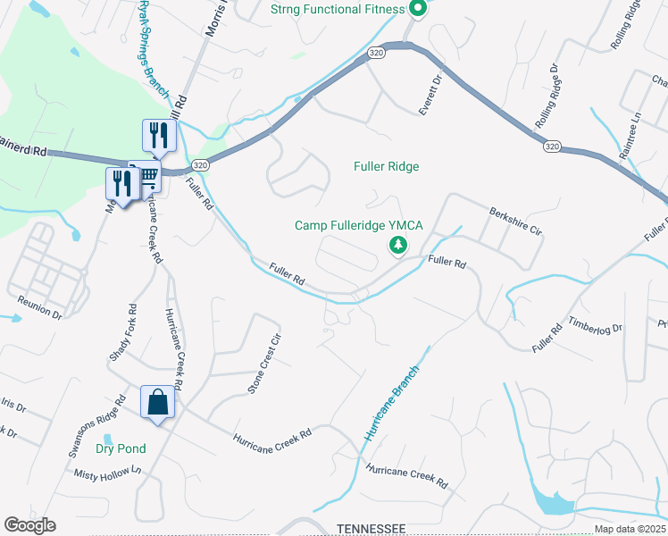 map of restaurants, bars, coffee shops, grocery stores, and more near 688 Fuller Glen Circle in Chattanooga