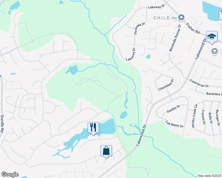 map of restaurants, bars, coffee shops, grocery stores, and more near 6714 Irongate Drive in Fayetteville