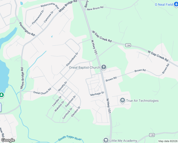 map of restaurants, bars, coffee shops, grocery stores, and more near 401 Oneal Village Avenue in Greer