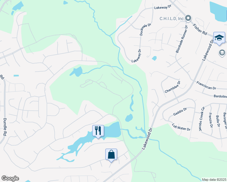 map of restaurants, bars, coffee shops, grocery stores, and more near 6715A Irongate Drive in Fayetteville