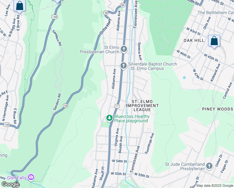 map of restaurants, bars, coffee shops, grocery stores, and more near in Chattanooga