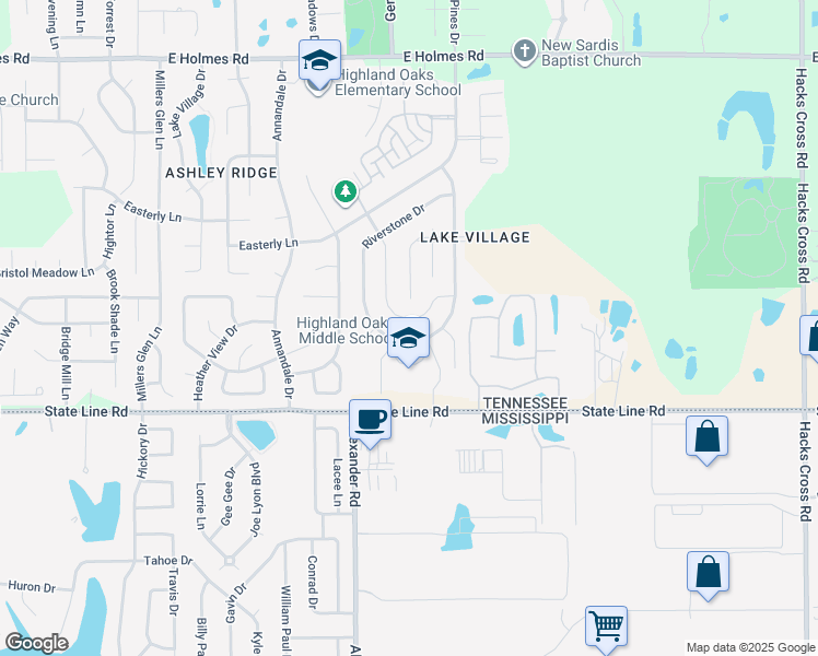 map of restaurants, bars, coffee shops, grocery stores, and more near 5532 Riverstone Drive in Memphis