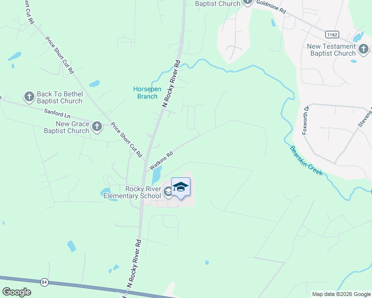 map of restaurants, bars, coffee shops, grocery stores, and more near 3802 Watkins Road in Monroe
