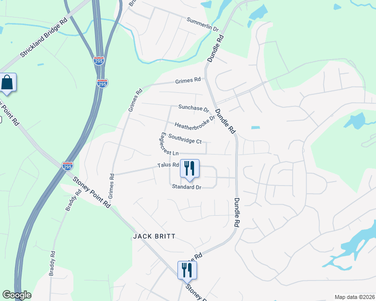 map of restaurants, bars, coffee shops, grocery stores, and more near 3029 Southridge Court in Fayetteville