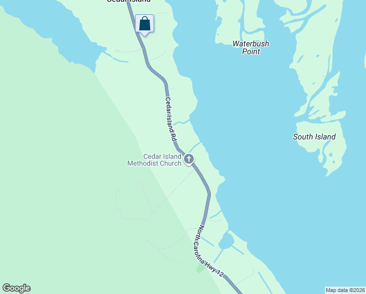 map of restaurants, bars, coffee shops, grocery stores, and more near 2988-3000 Cedar Island Road in Cedar Island