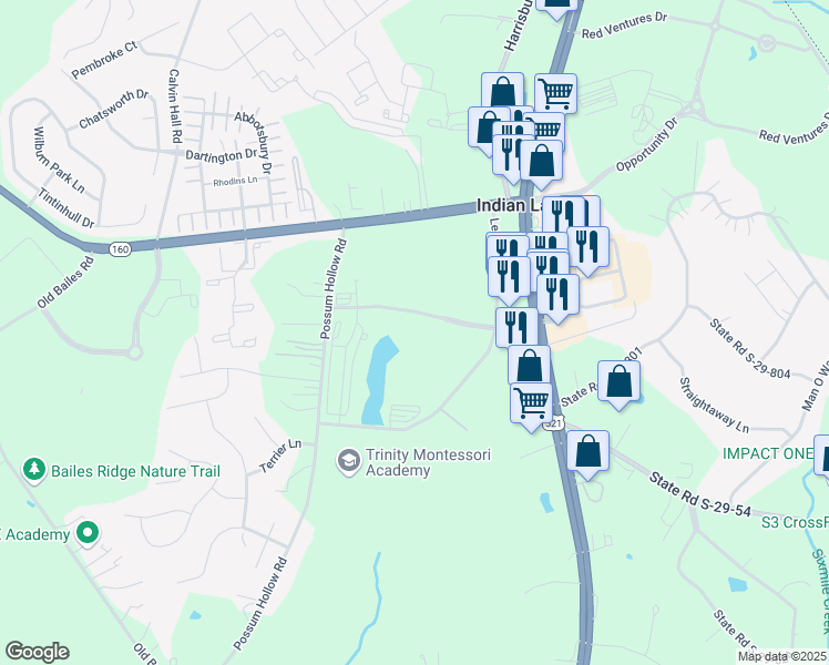 map of restaurants, bars, coffee shops, grocery stores, and more near 1099 Edgewater Corporate Parkway in Indian Land