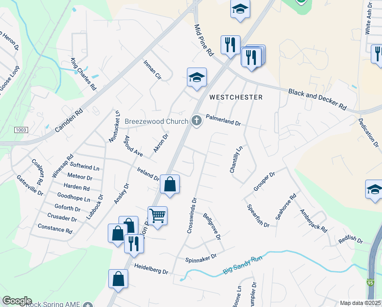 map of restaurants, bars, coffee shops, grocery stores, and more near 592 Countrytown Drive in Hope Mills