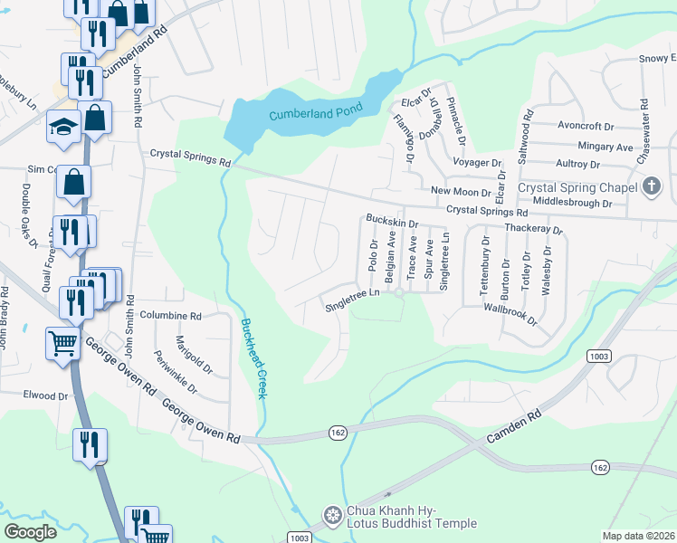 map of restaurants, bars, coffee shops, grocery stores, and more near 2559 Cameron Woods Ln in Fayetteville