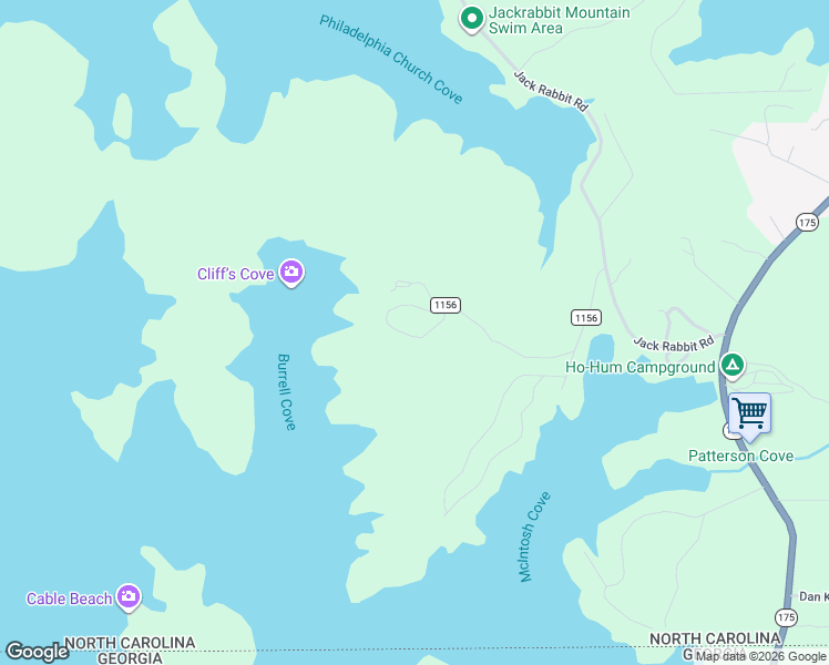 map of restaurants, bars, coffee shops, grocery stores, and more near 571 Shady Grove Lane in Hayesville