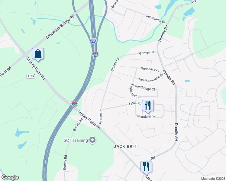 map of restaurants, bars, coffee shops, grocery stores, and more near Winterwood Drive in Fayetteville