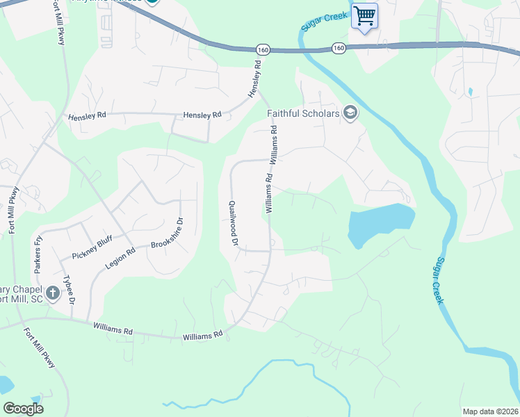 map of restaurants, bars, coffee shops, grocery stores, and more near 1790 Williams Road in Fort Mill