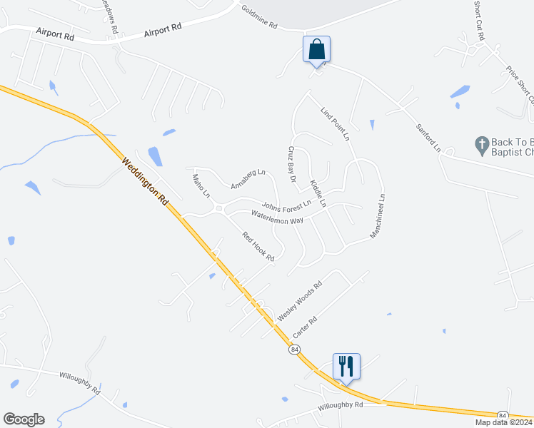 map of restaurants, bars, coffee shops, grocery stores, and more near 233 Waterlemon Way in Monroe