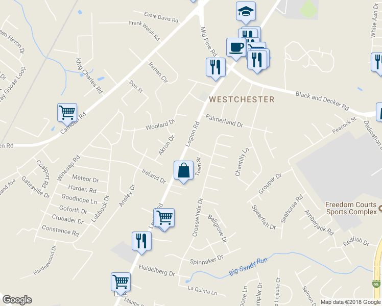 map of restaurants, bars, coffee shops, grocery stores, and more near 592 Countrytown Dr in Hope Mills