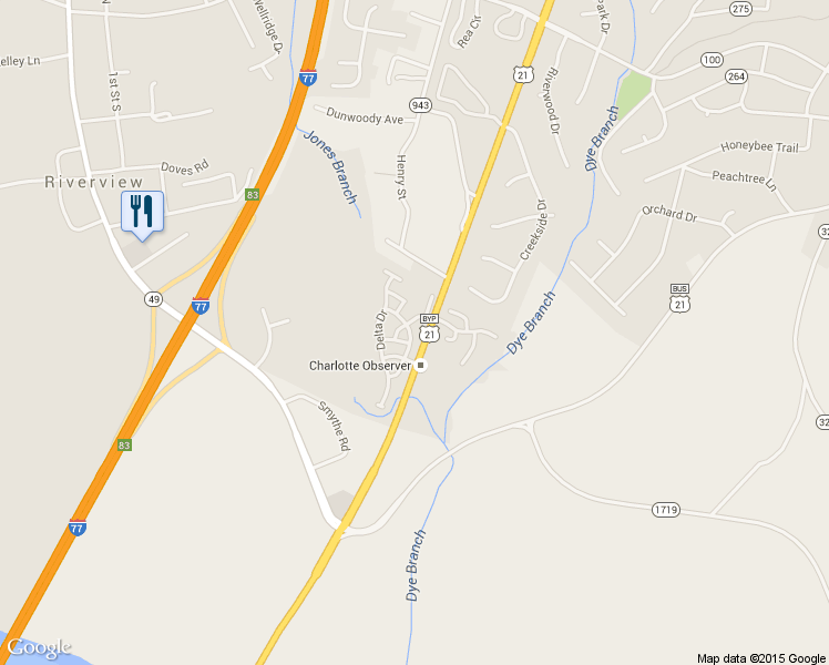 map of restaurants, bars, coffee shops, grocery stores, and more near 258 Tail Race Lane in Fort Mill