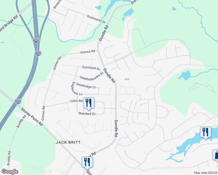 map of restaurants, bars, coffee shops, grocery stores, and more near 3208 Dove Hunter Circle in Fayetteville