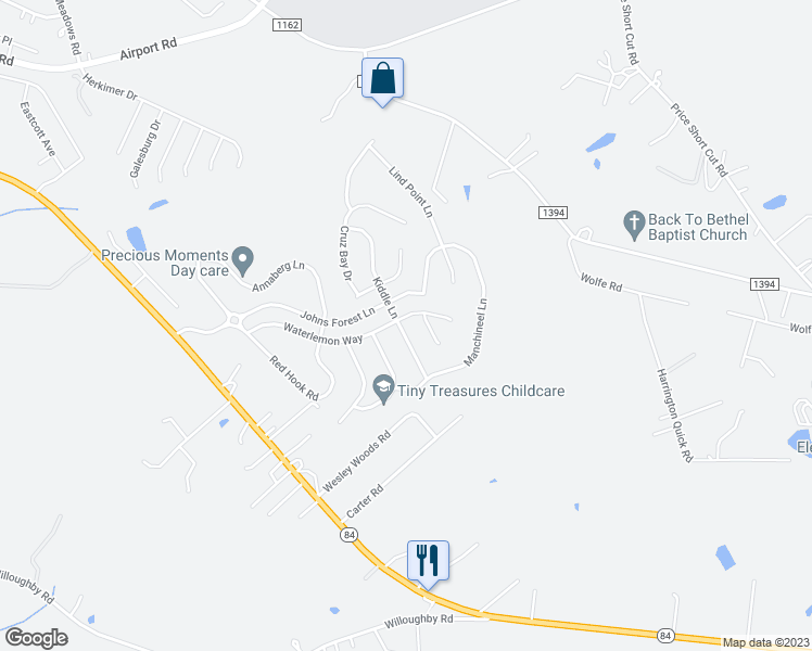 map of restaurants, bars, coffee shops, grocery stores, and more near 4430 Kiddle Lane in Monroe