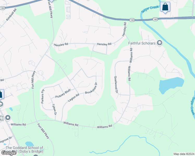 map of restaurants, bars, coffee shops, grocery stores, and more near 162 Brookshire Drive in Fort Mill