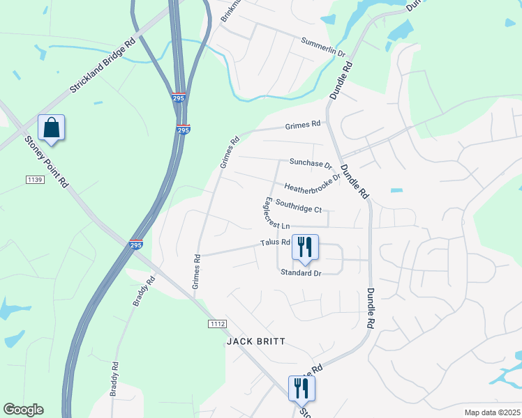map of restaurants, bars, coffee shops, grocery stores, and more near 2924 Eaglecrest Lane in Fayetteville
