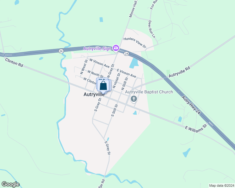 map of restaurants, bars, coffee shops, grocery stores, and more near 220 East Clinton Street in Autryville