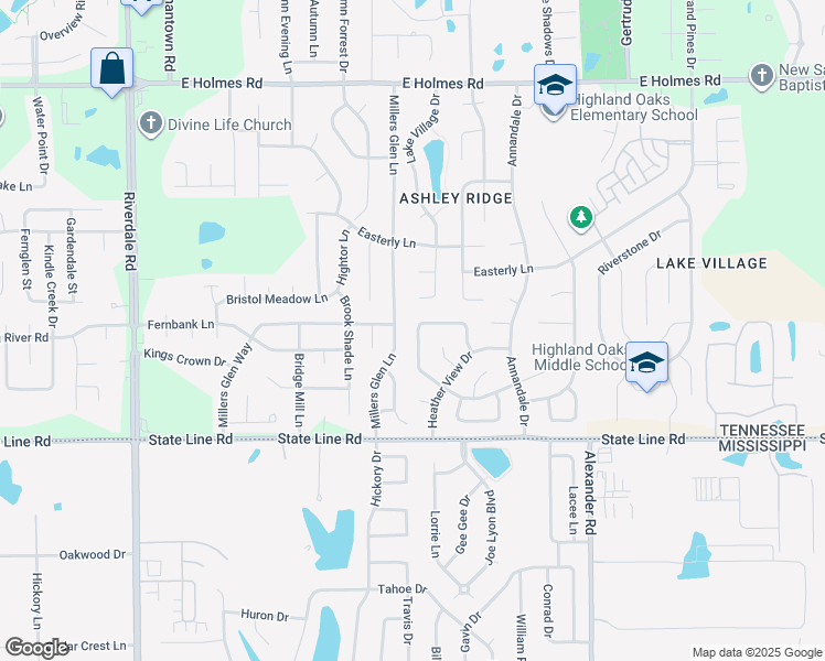 map of restaurants, bars, coffee shops, grocery stores, and more near 5507 Patsy Circle North in Memphis