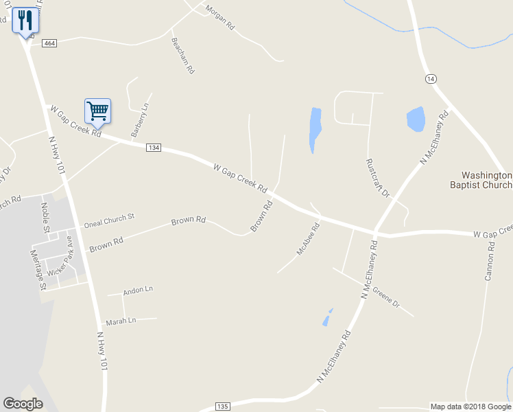 map of restaurants, bars, coffee shops, grocery stores, and more near 3591 Brown Road in Greer