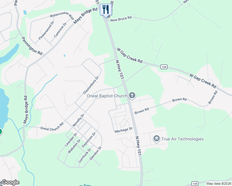 map of restaurants, bars, coffee shops, grocery stores, and more near 126 Noble Street in Greer