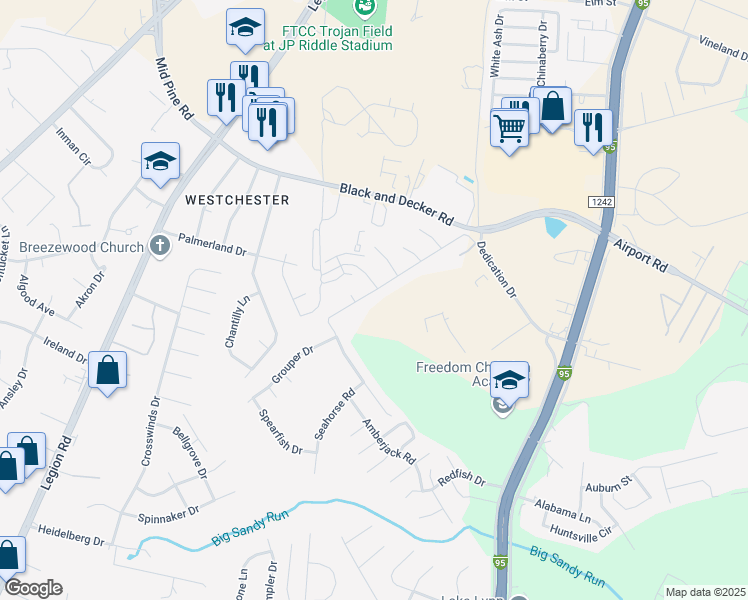 map of restaurants, bars, coffee shops, grocery stores, and more near 2949 Peacock Street in Hope Mills