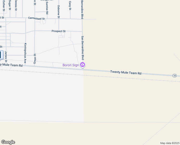 map of restaurants, bars, coffee shops, grocery stores, and more near 2101 Twenty Mule Team Road in Boron
