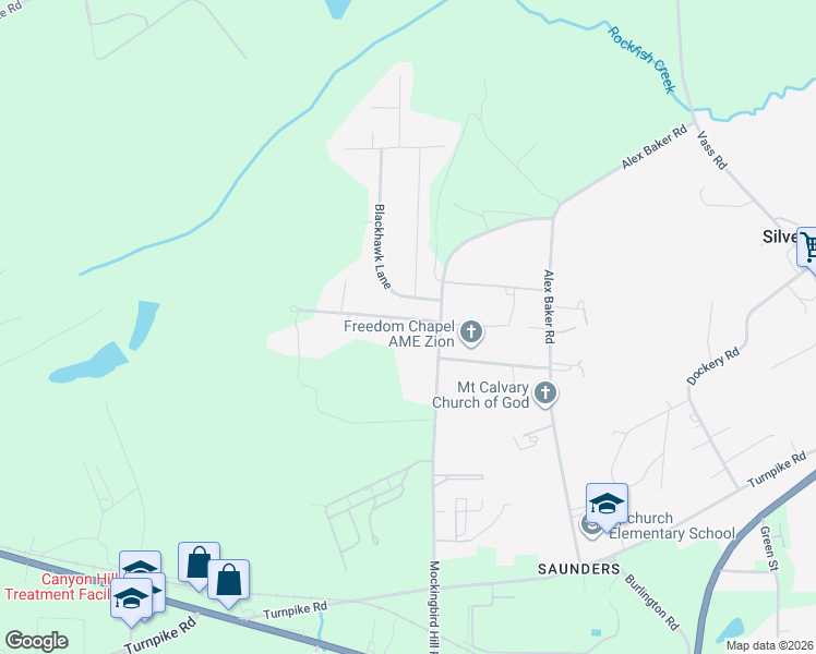 map of restaurants, bars, coffee shops, grocery stores, and more near 1541 McBryde Lake Road in Raeford