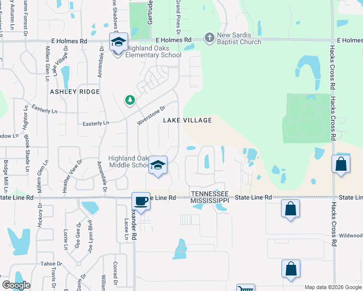 map of restaurants, bars, coffee shops, grocery stores, and more near 5490 Meadowbriar Trail in Memphis