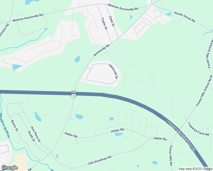 map of restaurants, bars, coffee shops, grocery stores, and more near 226 Glencroft Drive in Wingate