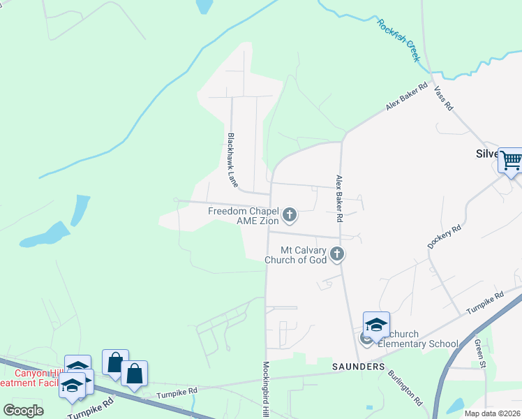 map of restaurants, bars, coffee shops, grocery stores, and more near 1541 Mcbryde Lake Road in Raeford